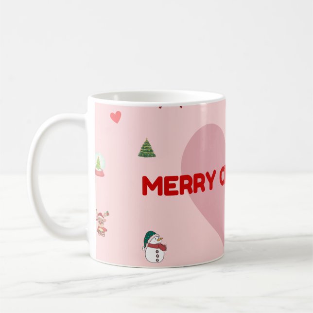 Mug "Coeur rose Joyeux café de Noël avec Festiv (Gauche)