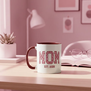 Mug Cœur Rose Maman Année Universitaire Design Varsity