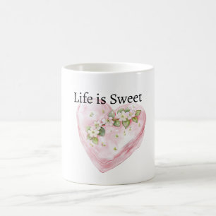 Mug Cœur Rose Menthe La Vie est Douce