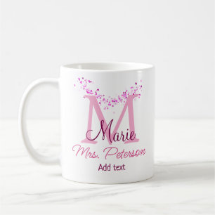 Mug Coeur rose parties scintillant monogramme professe