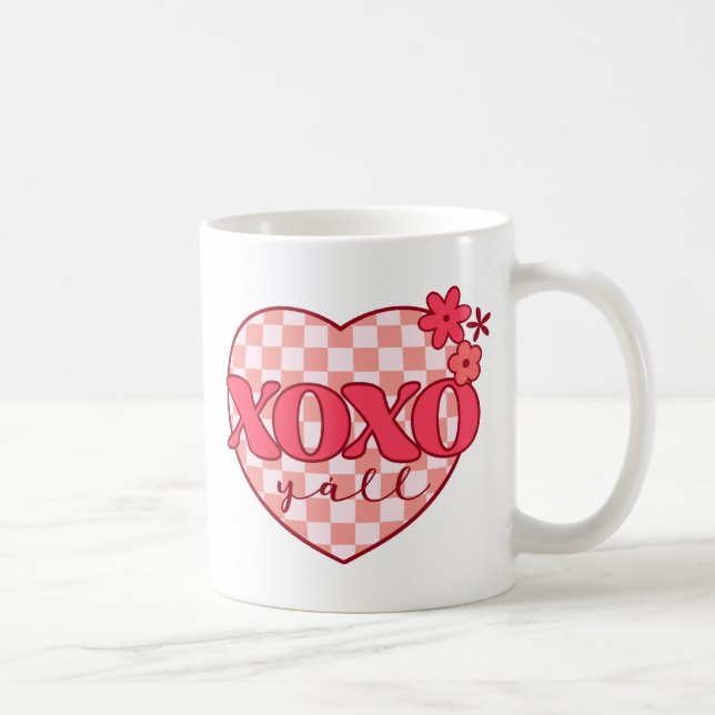 Mug Coeur rose Xoxo Hugs et baisers (Droite)