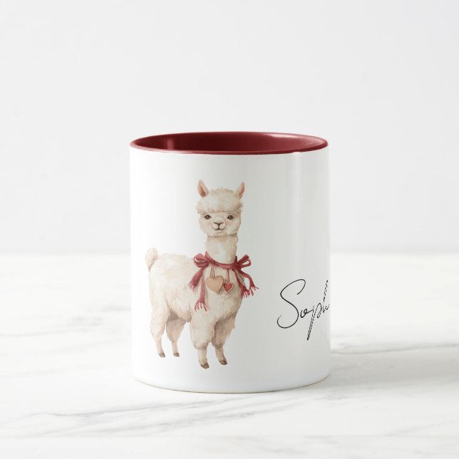 Mug Cœur Rouge Arc Crème Lama (Centre)