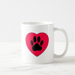 Mug Coeur rouge avec Empreinte de patte de chien