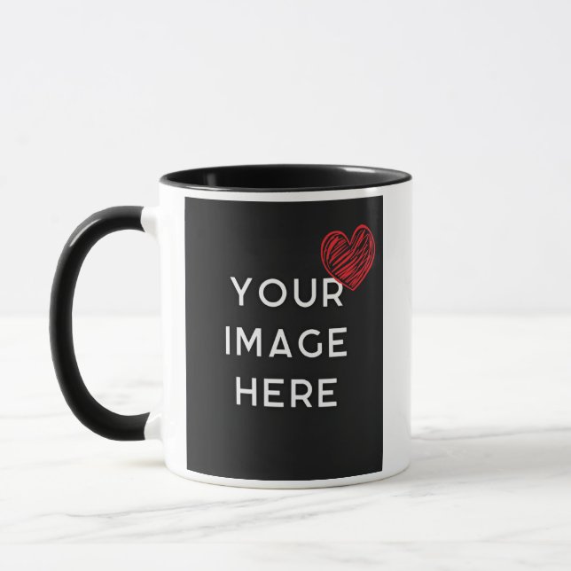 Mug Cœur rouge avec image personnalisée (Gauche)