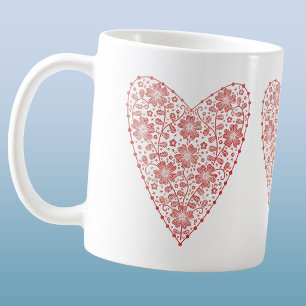 Mug Cœur Rouge Blanc Scandinave