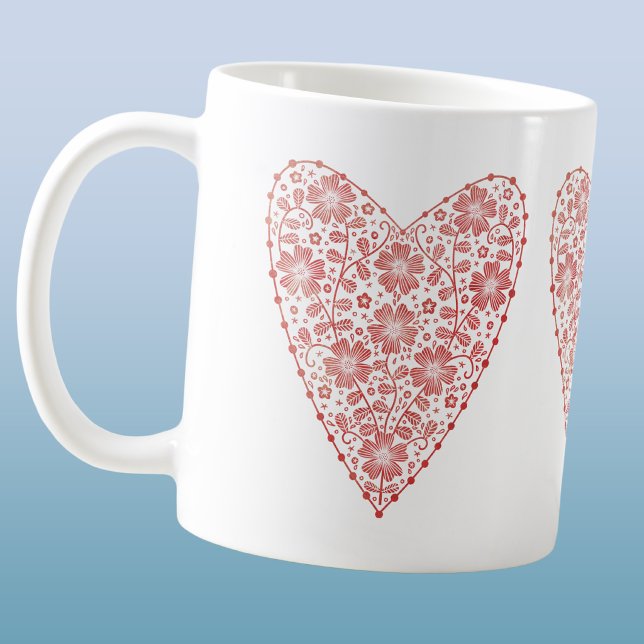 Mug Cœur Rouge Blanc Scandinave (Créateur téléchargé)
