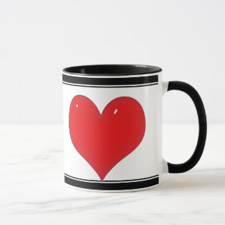 Mug Coeur rouge brillant (Ajouter Votre Texte)