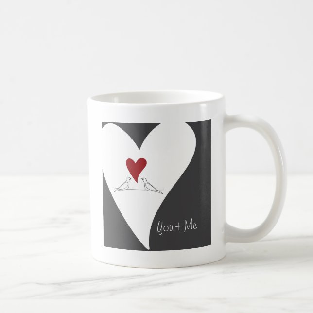 Mug Cœur rouge Colombes blanches dans l'amour Rustique (Droite)