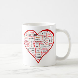 Mug Coeur rouge complètement de l'amour dans beaucoup