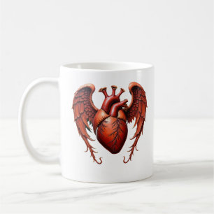 Mug Coeur rouge gothique avec Rose - Romantique foncé