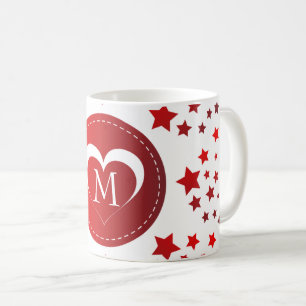 Mug Coeur Rouge Monogramme Et Étoiles
