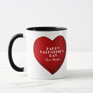 Mug Coeur rouge romantique avec nom Saint Valentin`s D