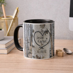 Mug Cœur rustique personnalisé sculpté de campagne