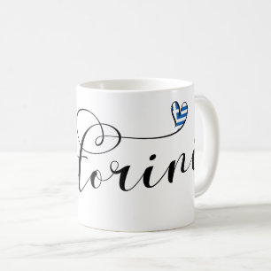 Mug Coeur Santorin En Drapeau, Grèce, Thira