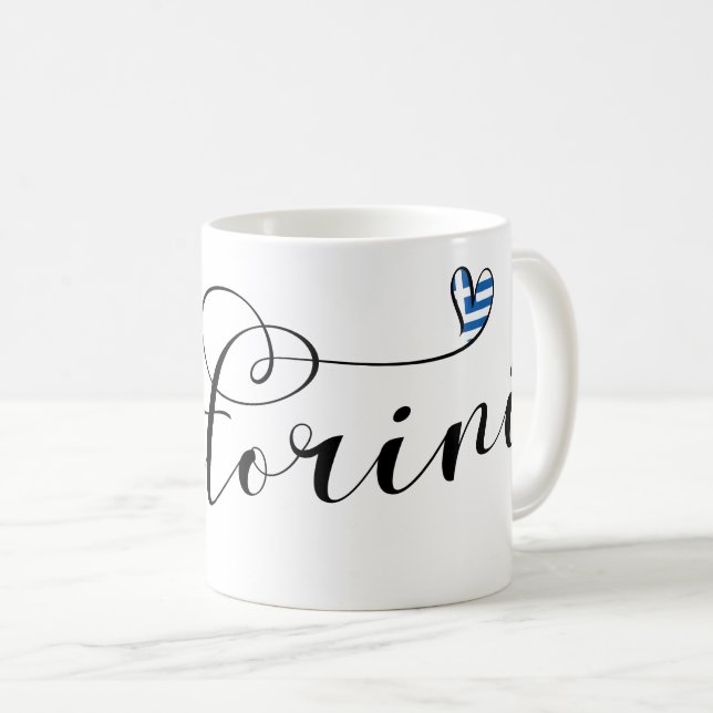 Mug Coeur Santorin En Drapeau, Grèce, Thira (Devant droit)