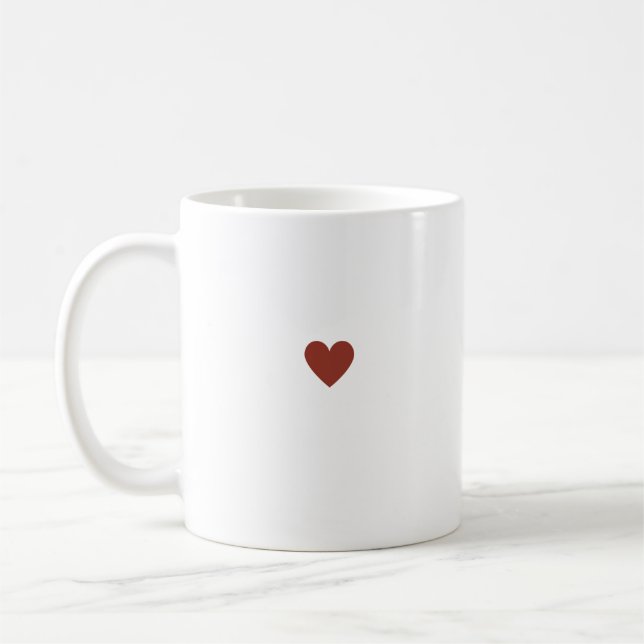 Mug Cœur Simple Bourgogne Marron Moderne Chic Minimali (Gauche)