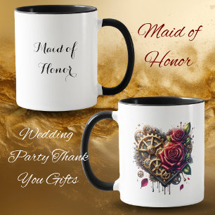 Mug Cœur Steampunk et Roses   Demoiselle d'Honneur