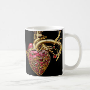 Mug Cœur Steampunk Rubis et Engrenages Anatomiques