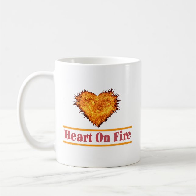 Mug Coeur sur le feu Word Art Design (Gauche)