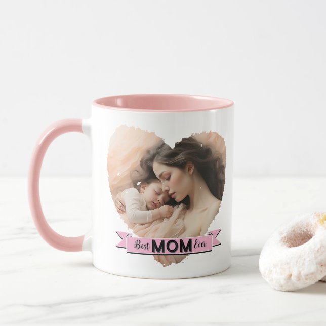 Mug Coeur toi, meilleur maman jamais ruban (Avec donut)
