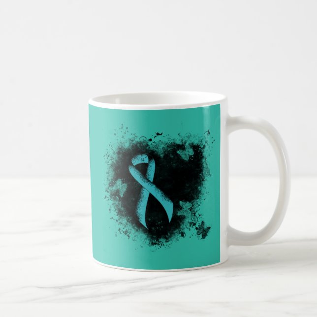 Mug Coeur turquoise de pontage du ruban (Droite)