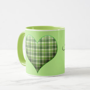 Mug Coeur vert rétro plaid St Patrick I love Irish