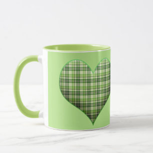 Mug Coeur vert rétro plaid St Patrick I love Irish