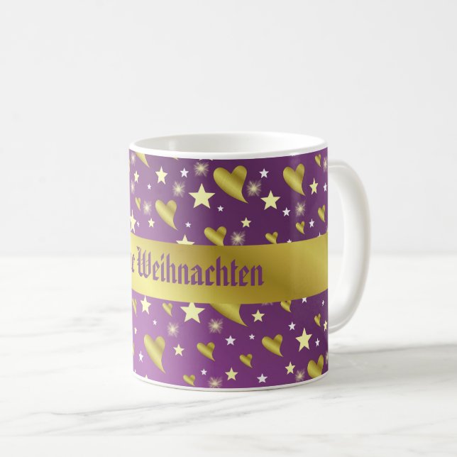 Mug coeur, violet, décoration, médaille, prix, jour, (Devant droit)