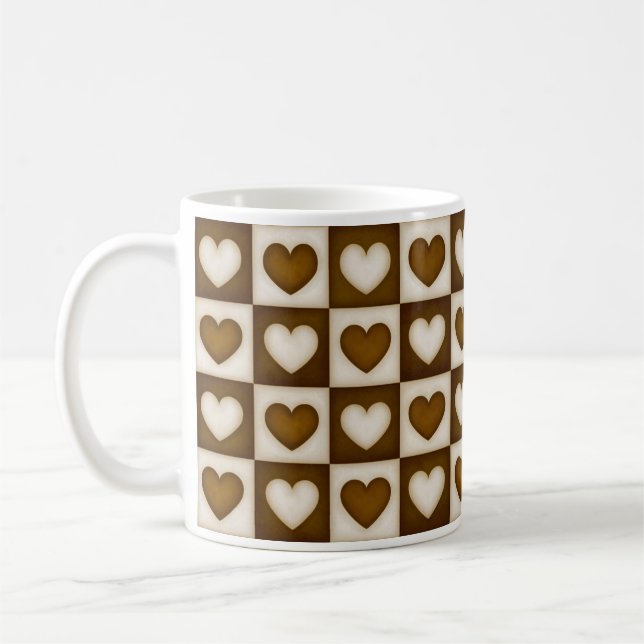 Mug Cœurs à carreaux dans un chocolat chaud (Gauche)