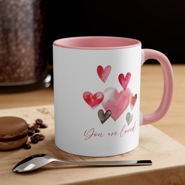 Mug Coeurs aquarelle Vous êtes aimés (Créateur téléchargé)