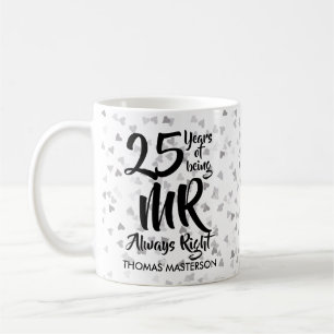 Mug Coeurs argentés de 25ème anniversaire de M. Always