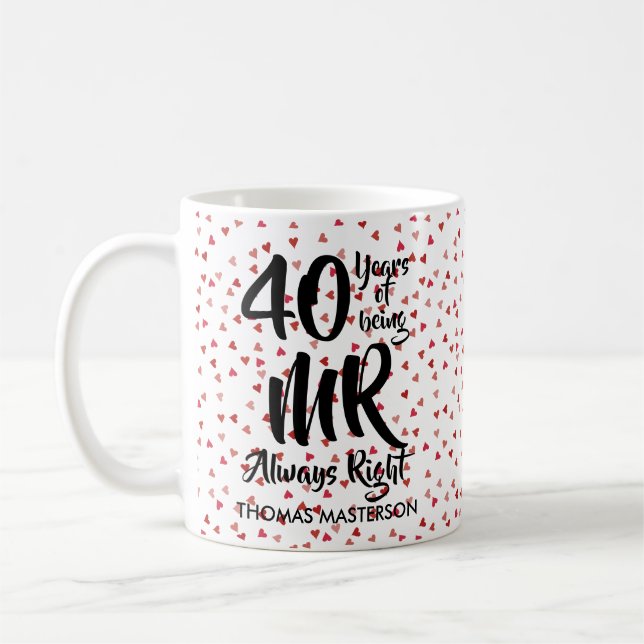 Mug Coeurs argentés de quarantième anniversaire de M. (Gauche)