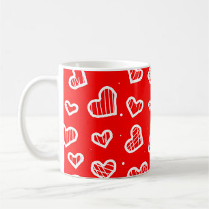 Mug Cœurs artistiques motif sans couture sur fond roug