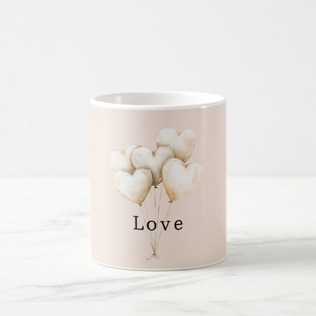 Mug Cœurs Ballons Amour Crème Rosée (Centre)