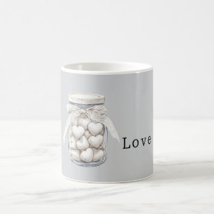 Mug Cœurs blancs gris