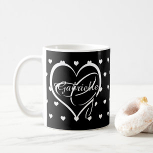 Mug Coeurs blancs mignons sur le Monogramme de nom noi
