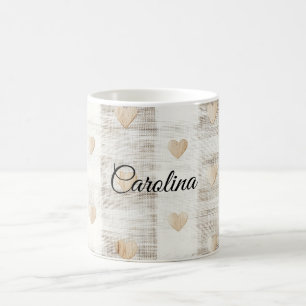 Mug Coeurs Boho Beige Blanc Crème