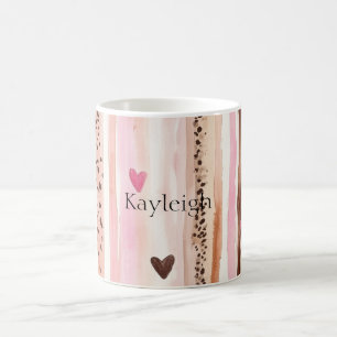 Mug Coeurs Brown Empreintes de léopard roses