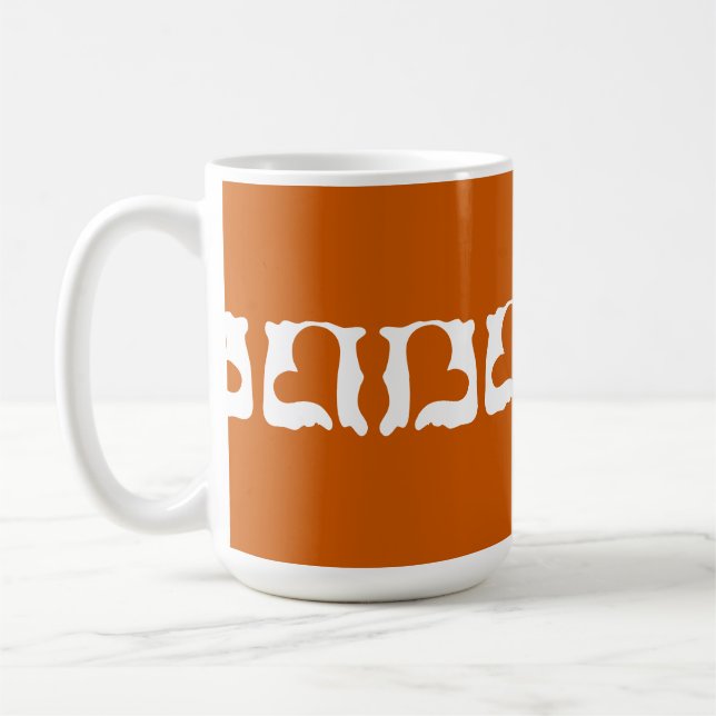 Mug Coeurs brûlés orange et blanc (Gauche)