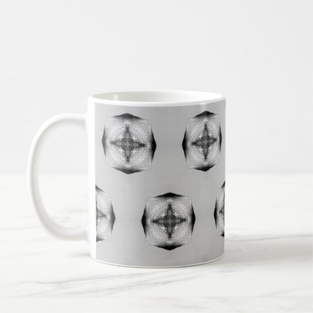 Mug Coeurs carrés de tortues grises noires et blanches (Gauche)
