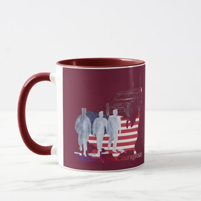 Mug Cœurs courageux marron (Gauche)