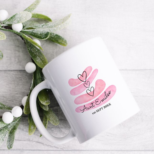Mug Coeurs d'amour Aquarelle rose Faire-part de grosse (Créateur téléchargé)