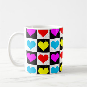 Mug Coeurs d'amour colorés Bloc géométrique Imprimer