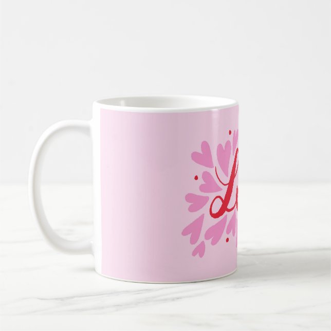 Mug Coeurs d'amour - rose et rouge (Gauche)