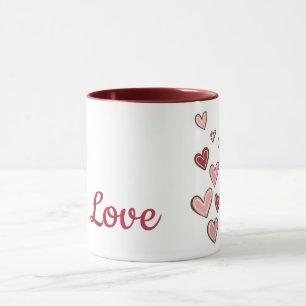 Mug Coeurs d'amour rose rouge
