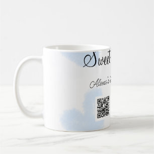 Mug Coeurs d'aquarelle bleu QR Sweet sixteen anniversa