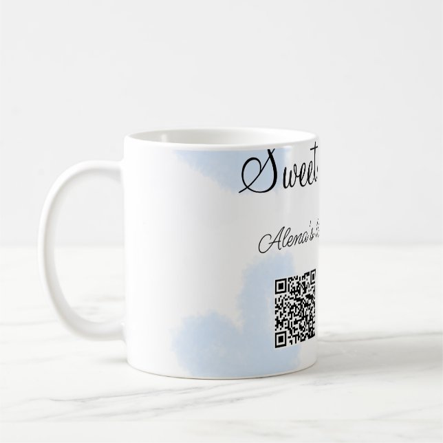 Mug Coeurs d'aquarelle bleu QR Sweet sixteen anniversa (Gauche)