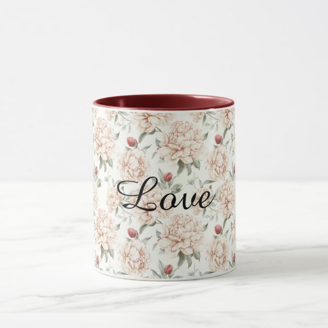 Mug Cœurs de cerise rouges à la crème Saint-Valentin A (Centre)