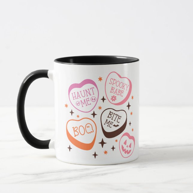 Mug Cœurs de Conversation Halloween Mignons Blancs Hal (Gauche)