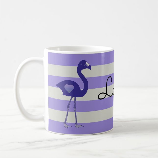 Mug Coeurs de Flamant rose personnalisés (pourpre) (Gauche)
